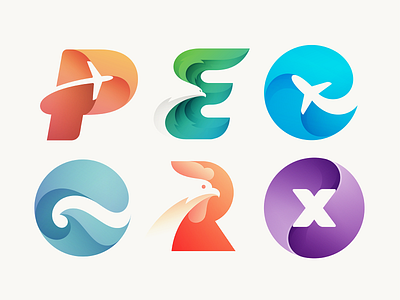Logo Combination 3d logo brand branding business logo c e eagle g gradient gradient logo letter logo logo designer modern logo p r rooster simple logo smart logo wave x