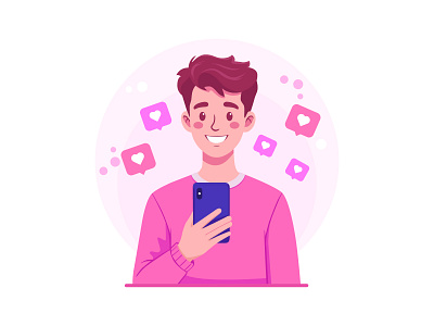 Vibrant Social Media Engagement Flat Vector Illustration adobe illustrator app illustration character design commission design system digital lifestyle digital marketing engagement flat design freelance modern pink aesthetic scalable vector social media startup design ui design user interaction vector illustration vibrant web design