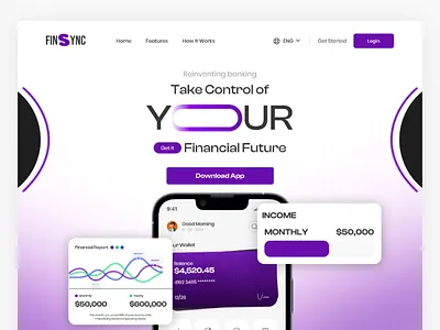 Finsync – Modern Banking Landing Page UI figma figmadesign finanaceuiuxdesign financeappdesign financelandingpage financelandingpageuidesign financewebsitedesign landingpage landingpagedesign landingpageui ui userexperiencedesign userinterface userinterfacedesign uxflow websitedesignui