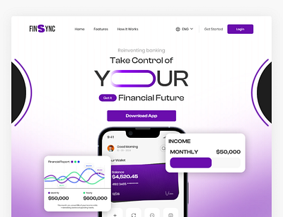 Finsync – Modern Banking Landing Page UI figma figmadesign finanaceuiuxdesign financeappdesign financelandingpage financelandingpageuidesign financewebsitedesign landingpage landingpagedesign landingpageui ui userexperiencedesign userinterface userinterfacedesign uxflow websitedesignui