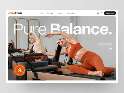 Pulse & Poise – Pilates Landing Page Animation clean design figma gym health landing page minimal pilates service sport studio training ui ui ux vector website wellness women workout yoga