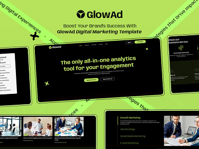 GlowAd – Digital Marketing Agency – Webflow Template dark digital marketing agency figma glowad marketing agency template templatetrip theme webflow