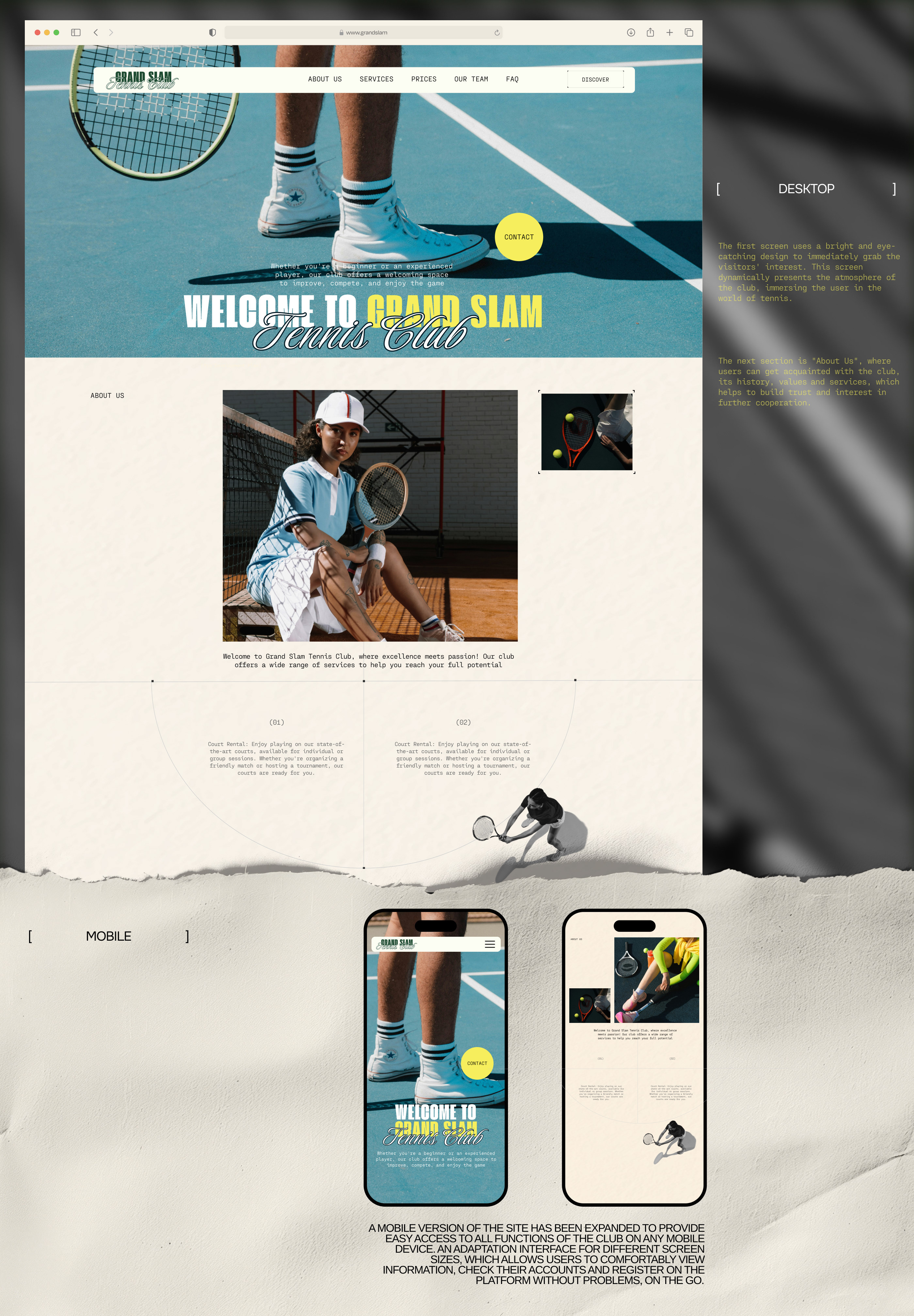 TENNIS CLUB WEBSITE&UI/UX [BRANDING] branding design graphic design landing page tennis ui webdesign