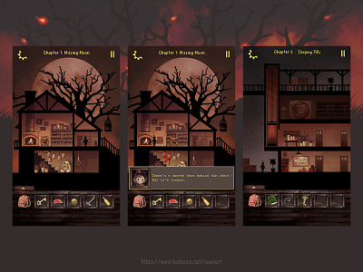 Outside | Game Visual Development app art artist concept design game horror house illustration indie ui ux vaanart