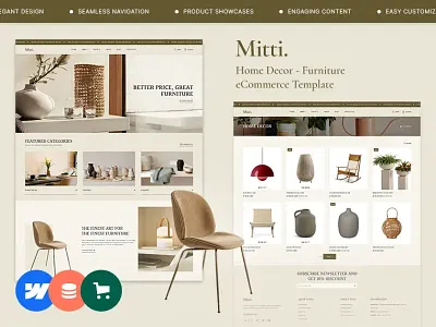 Mitti – Webflow eCommerce Template for Furniture & Home De ecommerce figma home decor mitti online store template templatetrip theme webflow website