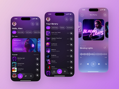 AI Music App — Glassmorphism Design Concept ai app ai music ai music app app app design dark mode futuristic design glassmorphism mobile mobile app modern design music music app ui music player