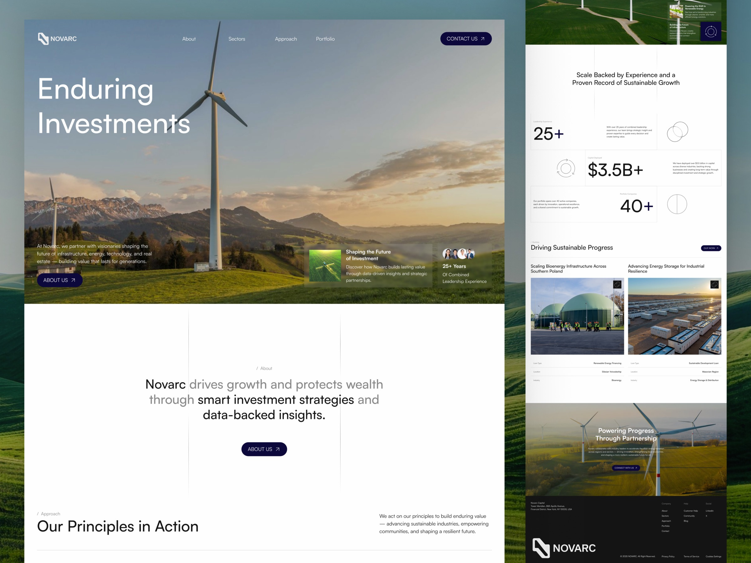 Novarc - Corporate Finance & Investment Firm Website UI Design b2b capital clean company profile corporate corporate website investment investment firm investor landing page minimalist modern platform professional saas startup sustainable ui web design website