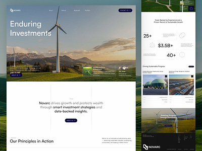 Novarc - Corporate Finance & Investment Firm Website UI Design b2b capital clean company profile corporate corporate website investment investment firm investor landing page minimalist modern platform professional saas startup sustainable ui web design website