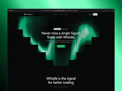 Landing page for trading platform "Whistle" crypto landing landing page promo page trading platform ui uiux ux web design