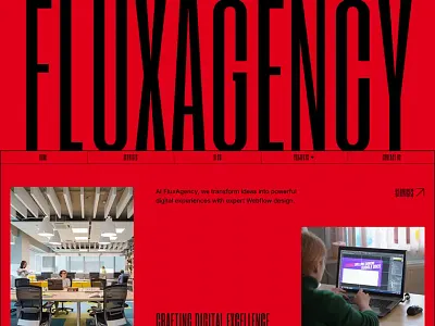 Flux Agency – Portfolio & Agency Webflow Template agency figma flux agency freelancer landingpage portfolio services showcase template templatetrip theme webflow