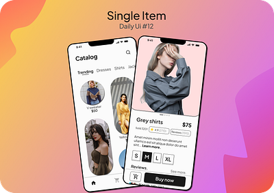 Daily Ui #12 - Single item daily ui dailyui e commerce e commerce fashion store mobile mobile app mobile design online shop single item ui ux