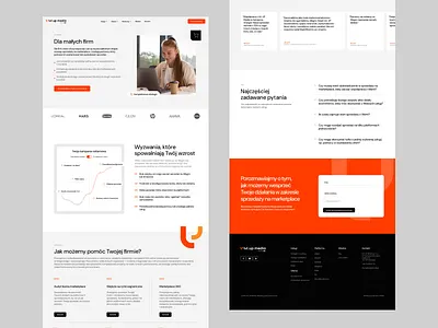 LVL UP Media: a performance and e-commerce agency website aesthetic black chart corporate design graphic design hero light theme minimal modern neutral tones orange professional ui design ui ux web design website website design white