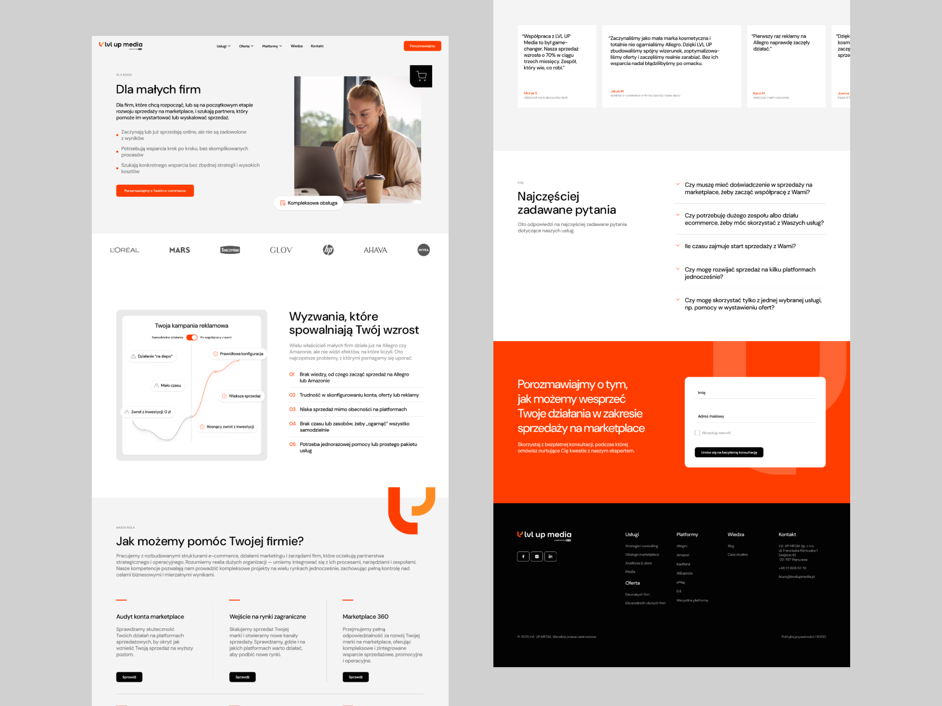 Example of LVL UP Media: a performance and e-commerce agency website