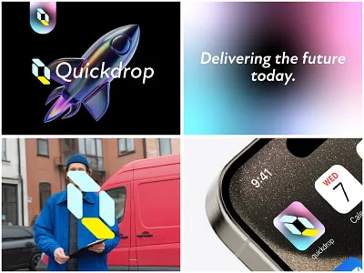 Quickdrop – Futuristic Delivery Brand Identity b2b branding best logos box logo brand identity branding delivery app future gradient identity lettermark logo logos minimal modern logos q logo saas logo
