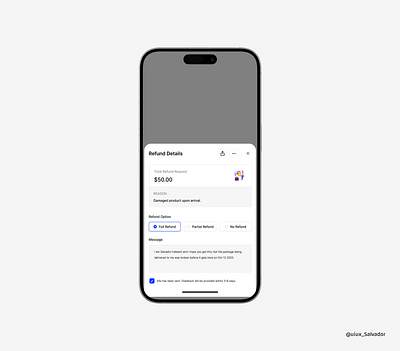 Refund Details details figma figma design graphic design message money popup refund ui ui design uiux ux design