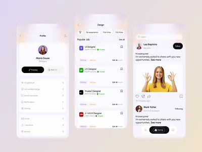 Job Finder App – Find jobs. Build connections. Grow your career. app employee finder hiring job job application job board job details job finder job finder app job list job listing job portal job search job seeker mobile mobile app ui ux vacancy