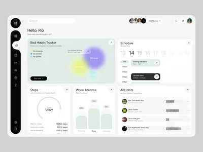 Habit and Wellness Tracker UI productivity app