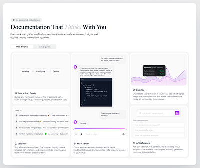 AI-Powered Documentation Experience ai design features herosection productdesign productfeatures ui uidesign uiux userexperience userinterface ux webdesign webhero website
