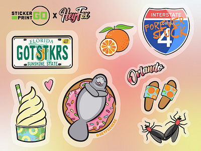 Florida Sticker Sheet dole whip lovebugs manatee orange stickers