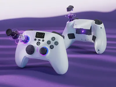 3D Gaming Controller With Screen 3d art 3d product 3d visual amazon artist 3d blender cinema 4d console controller gamepad gamers gaming geek graphiste graphiste france industrial design play station switch 2 video games xbox