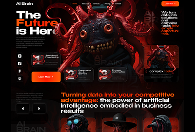 The Future of AI Has Tentacles 🐙 3d ai animal design evil graphic design landing octopus site ui web web design