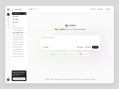 AI Chat Design | CO.GPT ai assistant dribbble design web ui
