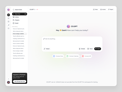 AI Chat Design | CO.GPT ai assistant dribbble design web ui