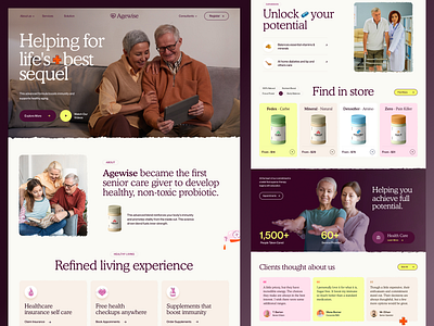 Agewise - Elderly Care Web Design adult care aging well anti aging caregiver charity elderly care elderly medicine elders home care for seniors landing page landingpage medical nursing old age parents senior care supplement for senior web design webdesign website design
