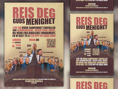 Event poster (Reis Deg, Guds Menighet) branding church design event event branding event poster festival flyer graphic design illustration paper people poster print social summer typography vintage yellow