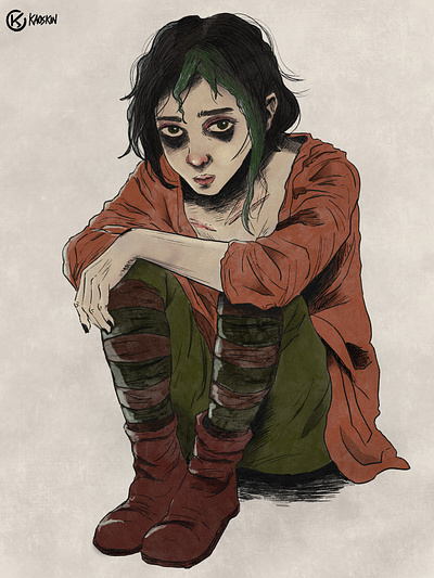 Hollow. A digital illustration exploring emotional emptiness. character design concept art design digital art drawing emotional art expressive style fan art illustration portrait procreate
