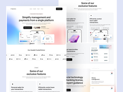 Fintech Payment Management SaaS Landing Page Design banking dashboard design landing page marketing website minimal design modern design money payment product design responsive design saas saas landing page saas ui saas web saas website social media management ui design ux design web app web design