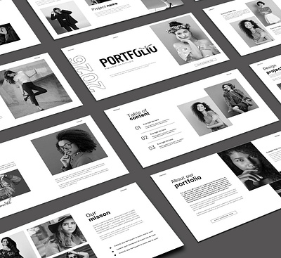 Black White Minimal Portfolio Presentation Template black branding brochure business creative design illustration layout minimal portfolio presentation template white
