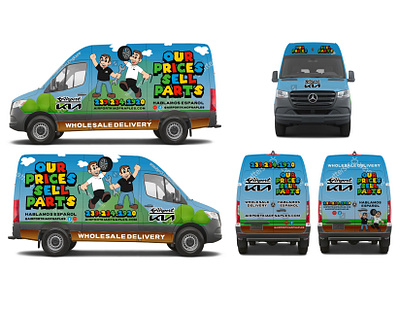 Kia Mario Themed Van cavecreative character design freelance graphic mario mikemerrilldesign mockup parts shop theme truck van vehicle wrap
