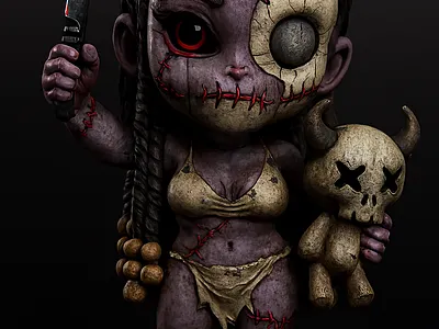 Stitchblade: Plush Slayer 3d ai art custom design graphic design horrror vinyl art