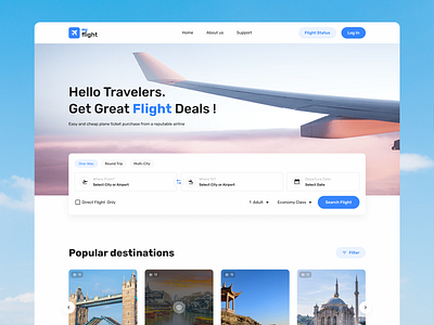 My Flight - Flight Booking Website Design ✈️ app design booking website branding clean design flight booking flight booking website flight booking website design illustration landing page design minimal travel design ui ux ux design website design