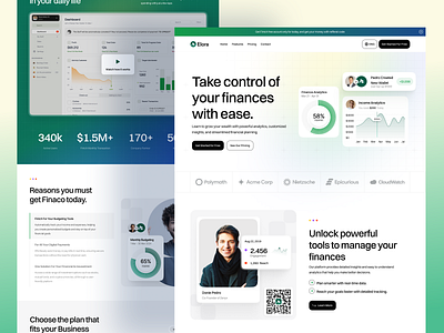 Finance Management SaaS Landing Page UI b2b fintech website budgeting app ui design conversion focused saas website data visualization ui finance management saas finance tracking dashboard financial analytics dashboard fintech landing page ui investment platform ui modern financial ui personal finance saas responsive fintech web design smart budgeting platform