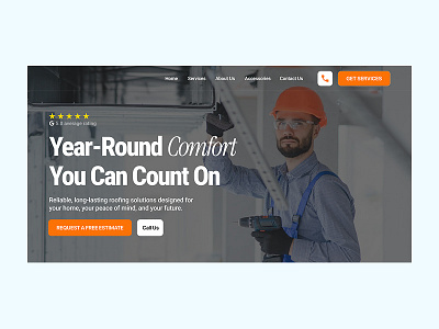 Hero Section for Roofing Company landing page service website ui uiux web design website