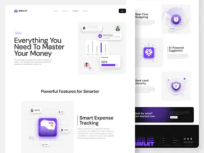 Finance Management | Feature page | UI/UX design finance fintech landing page product design ui uiux web design website website design