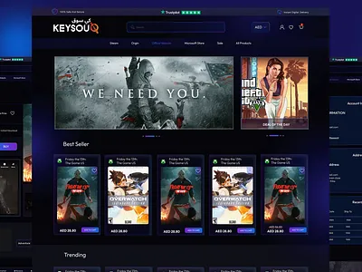 🎮 Keysouq – Game Store Redesign (UI/UX Case Study ) dark mode ui ecommerce ui game design game selling game ui game uiux gameing darkmode modern ui uiux design web ui