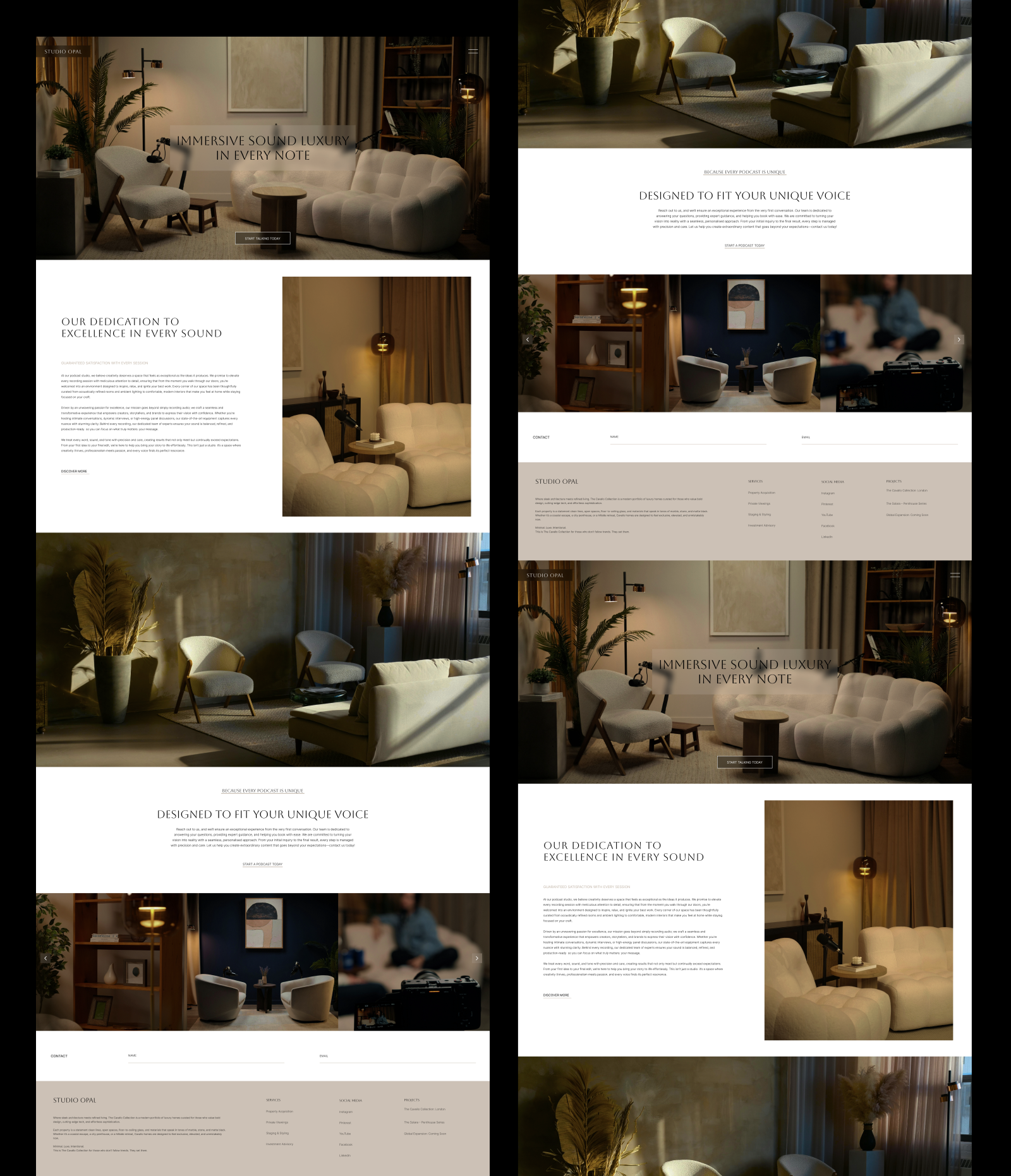 Studio Opal Landing Page architecture design figma luxurywebsite minimaldesign moderndesign ui uiux webdesign