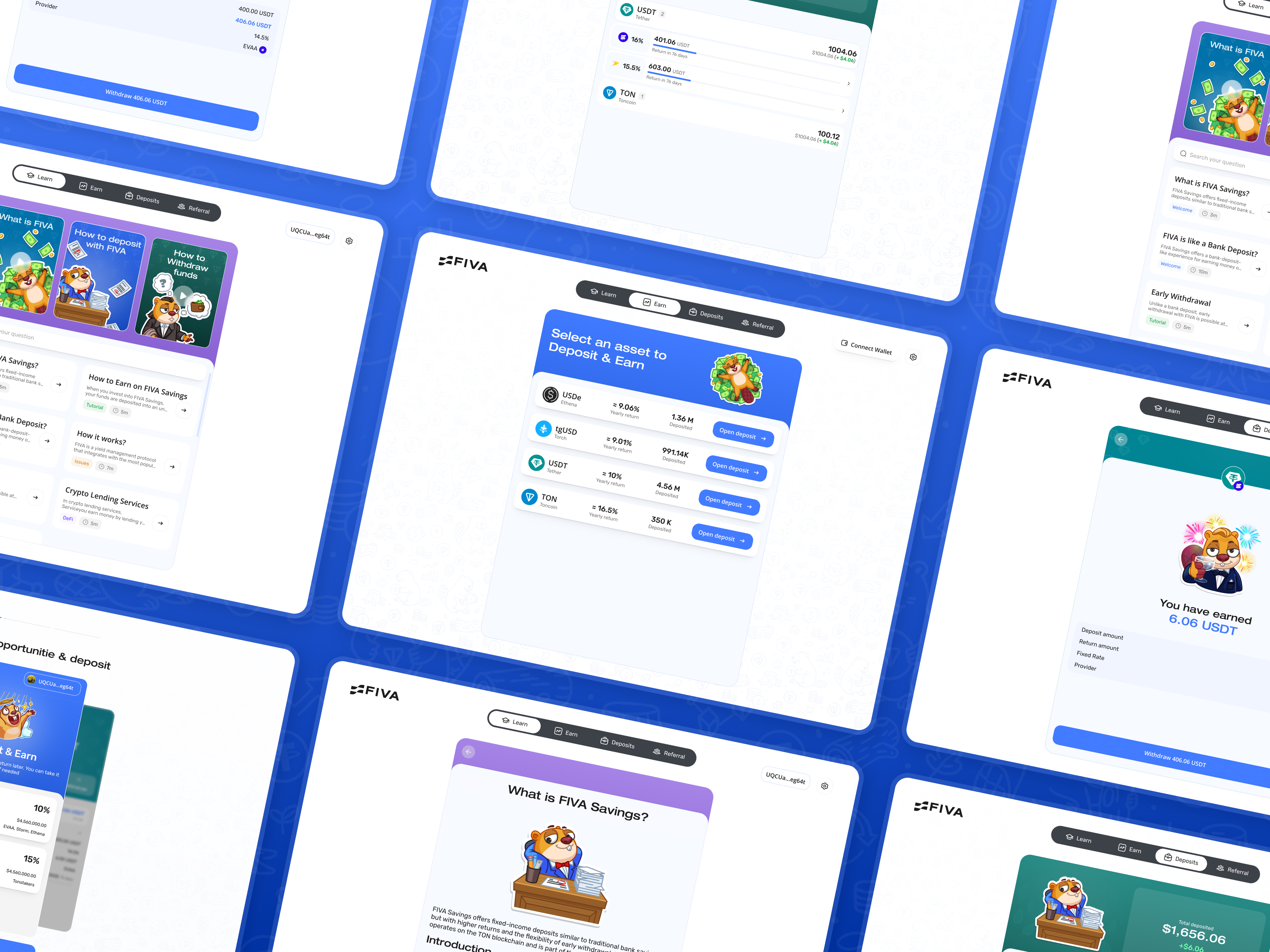 FIVA Simple mode desktop blockchain branding crypto defi design desktop earn figma liquidity maskot mobile nft referral token ui ux wallet web web3 yield