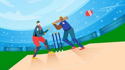 Cricket Sport Flat Illustration design flat graphic design illustration illustrator ui vector