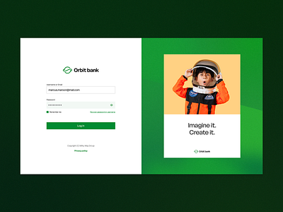 Orbit Bank bank concept desktop landing login ui ux