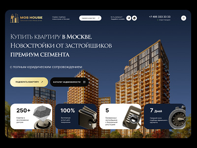 Apartments in Moscow apartament building estate graphic design landig page minimalism real estate