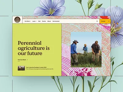 The Land Institute agriculture clean climate environment farmer farming future thinking interaction design kernza mission nature pattern regenerative rice science storytelling sustainability web design