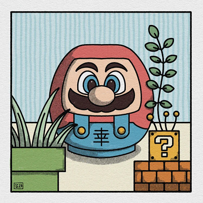 Daruma Mario daruma illustration mario nintendo procreate