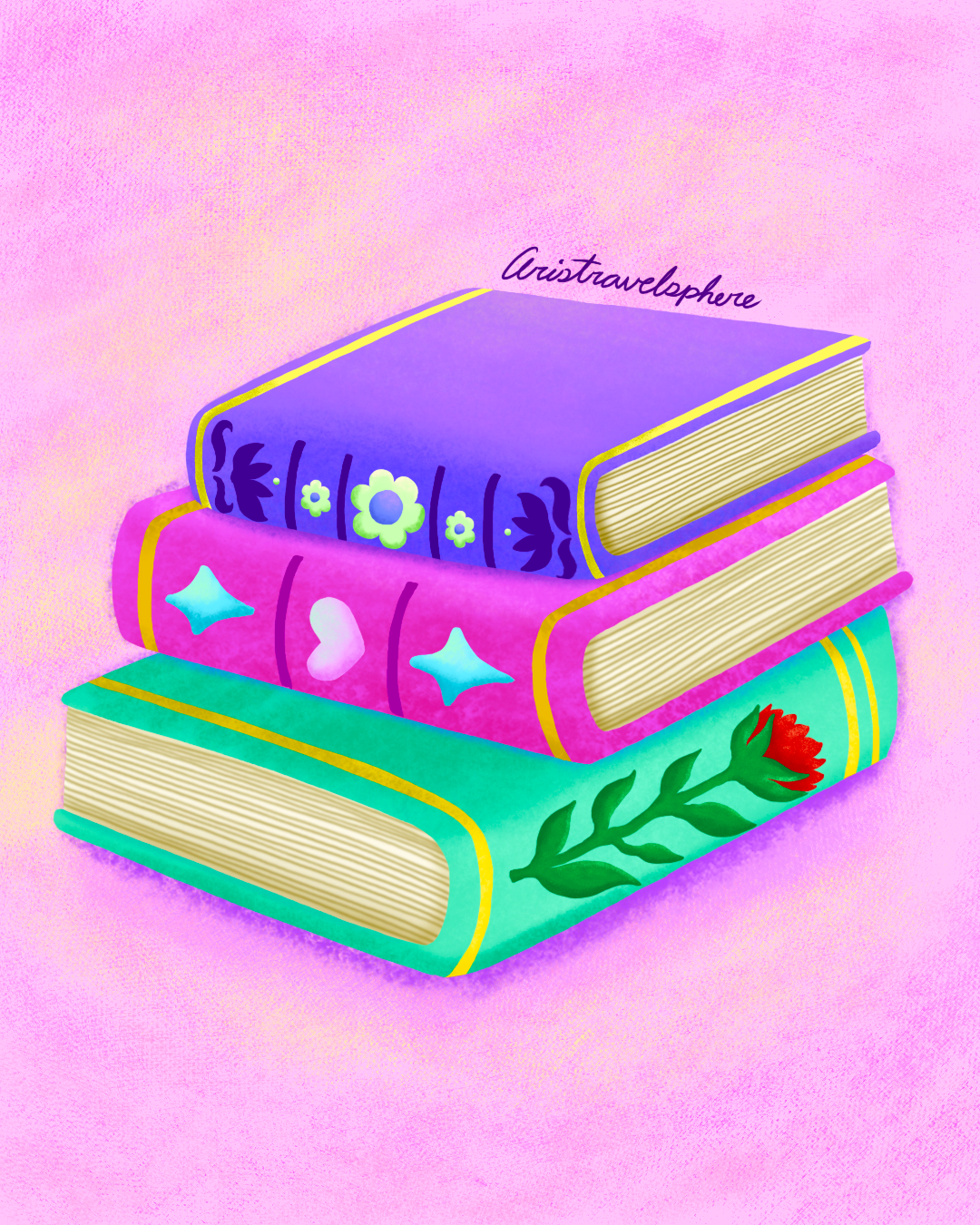 Inktober Day 29 Lesson ✨ book books colorful hand drawn illustration illustrator procreate stack of book