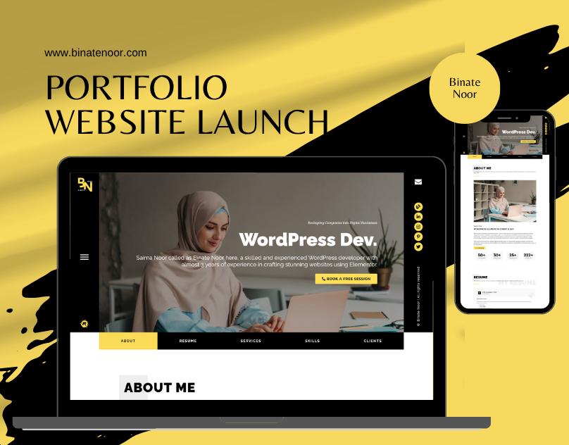 Portfolio WordPress Website Design binate binatenoor branding design elementor logo portfolio website design techbinate ui web design webdesign website design website development wordpress design wordpress website