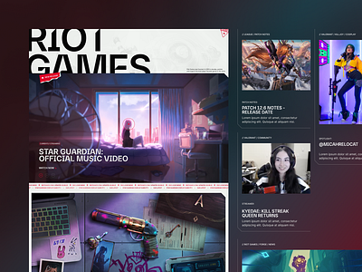 Riot Games - Homepage Concept Design Direction 1.2 clean design games graphic design interface layout league of legends minimal riot games type typography ui ux valorant web design