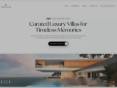 VistaLuxe Hero Concepts luxury villa uiux villa villa booking website design